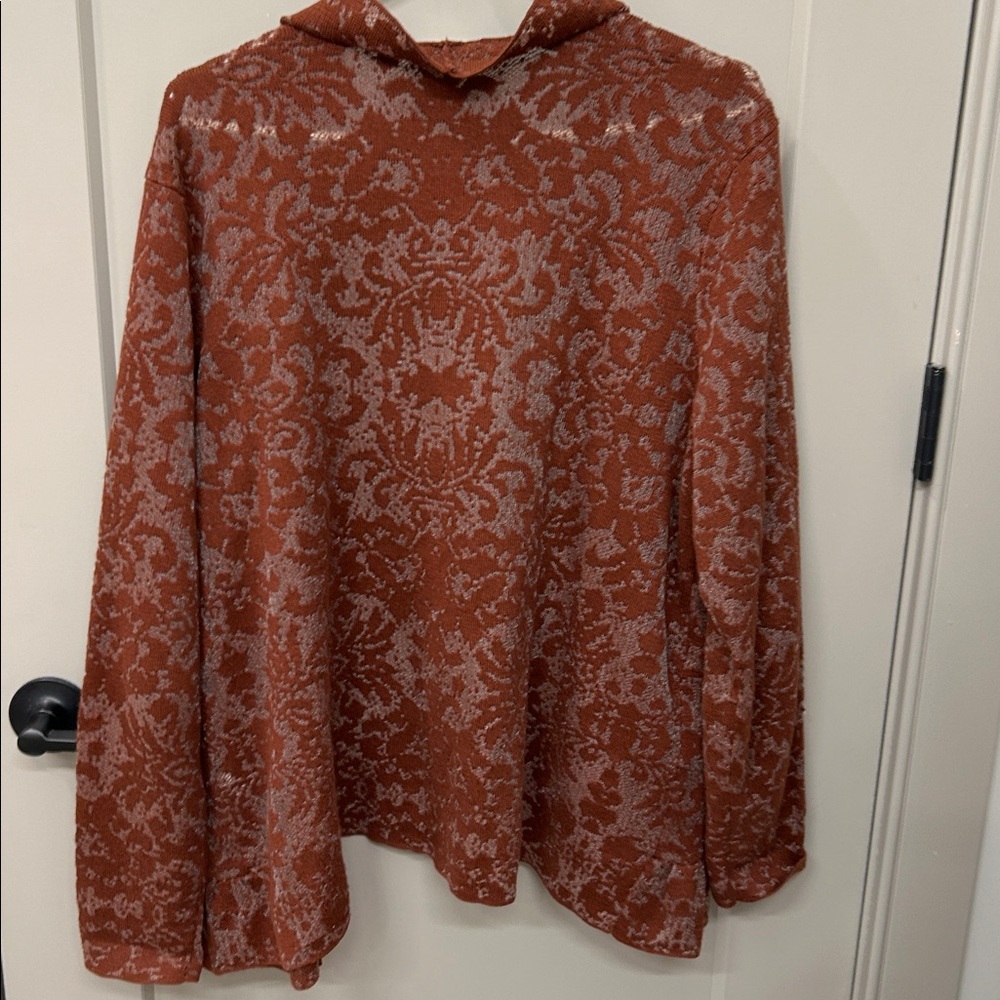 Rust and Gray Patterned Cardigan - image 2
